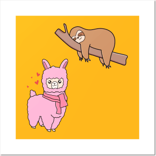 Cute Alpaca And Sloth Posters and Art